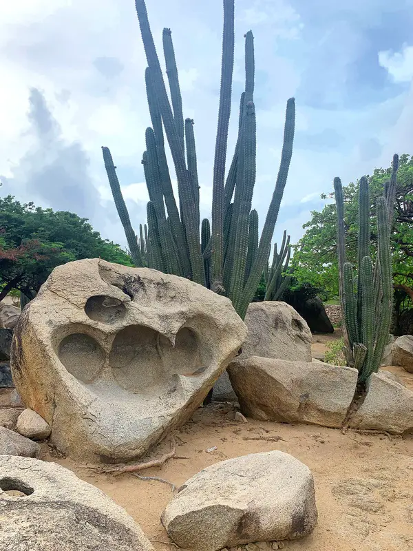 rocks and cacti at Casabari in Aruba